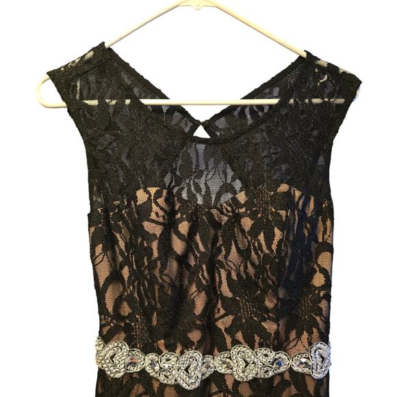 City Triangle black lace jewel belted dark fairy mermaid maxi dress size 11 - Picture 3 of 7